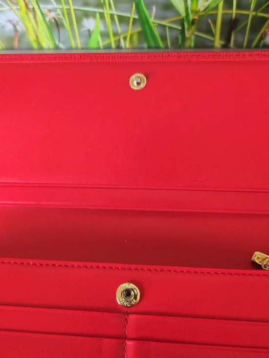 MCM Red Leather Trifold Wallet w/ Gold Studs & Charms | Authentic | EUC - Picture 11 of 15